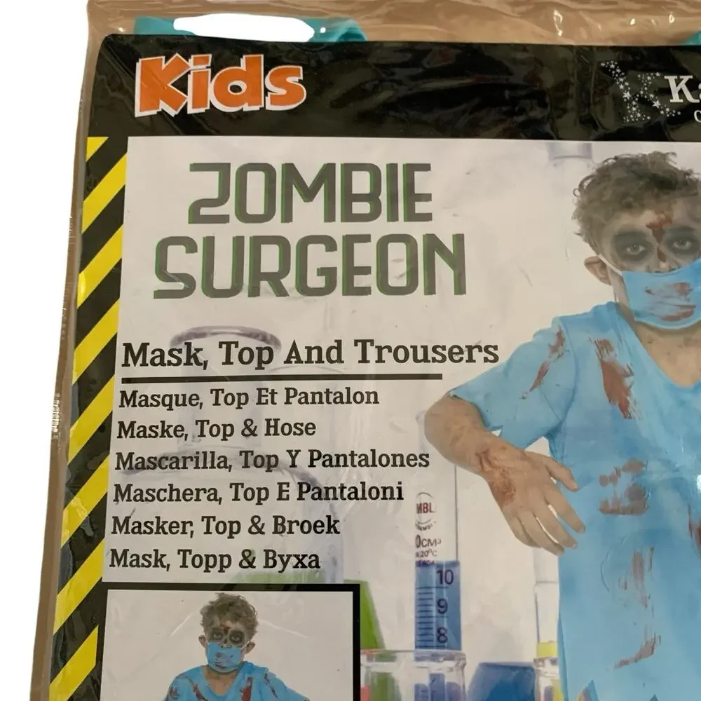 Zombie Surgeon Halloween Costome Kids Youth Boys Girls Size XL 9-10 Years Old